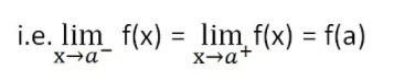 Left hand limit = Right hand limit = f(a)